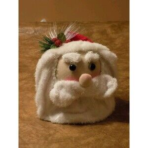 Christmas Musical Fiber Optic Santa Claus Head Vintage Plays 3 Classic Songs